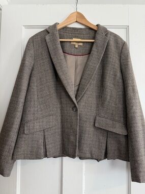 Talbots Italian Wool Textured Blazer Jacket - Classic Single-Button size 16